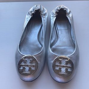 Silver Tory Burch flats 8.5